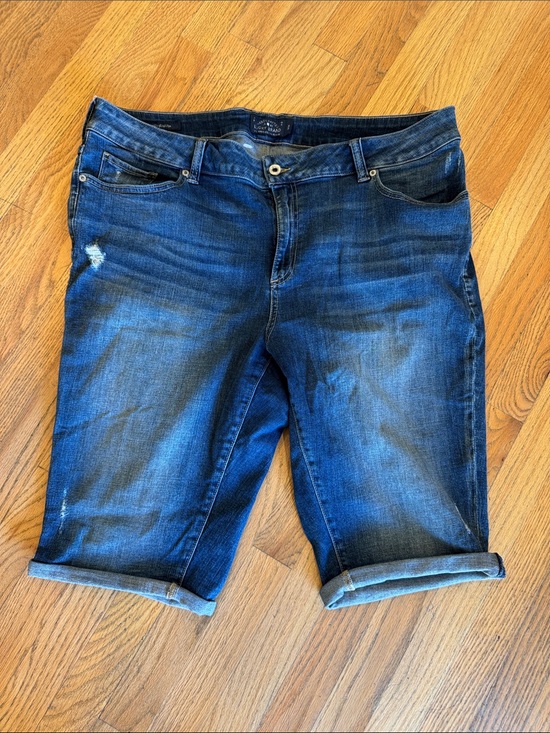 Lucky Brand Pants - Lucky Brand Rolled Hem Dark Blue Denim Women's Long Shorts Size: 20W